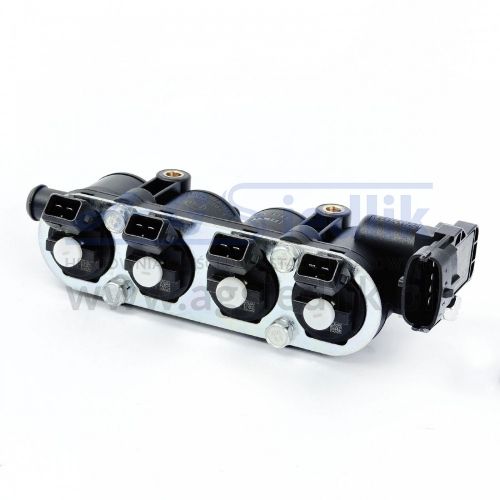 MED injection rail, OMEGAS white, 4 cyl Landi Renzo MapSensor Bosch