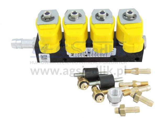 Listwa wtryskowa RAIL IG1 4 cyl 1 Ohm żółty wtryskiwacz