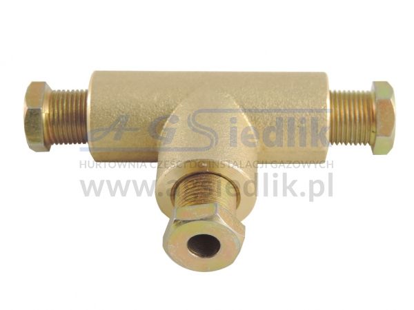 Trójnik mosiężny gaz CNG  Ø6 / 3 x M12x1