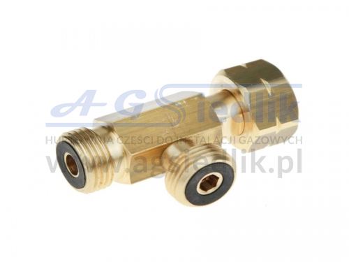 Manifold, cylinder tee 11 kg - 2x external W 21.8 / 14 L / int. In 21.8 L.