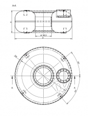 CYLINDER STAKO 650/250 vol. 61L internal tank for VIALLE pump type T08